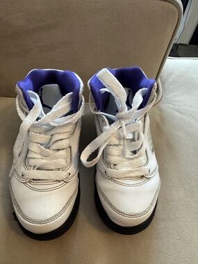 Jordan Kids White and Purple Sneakers